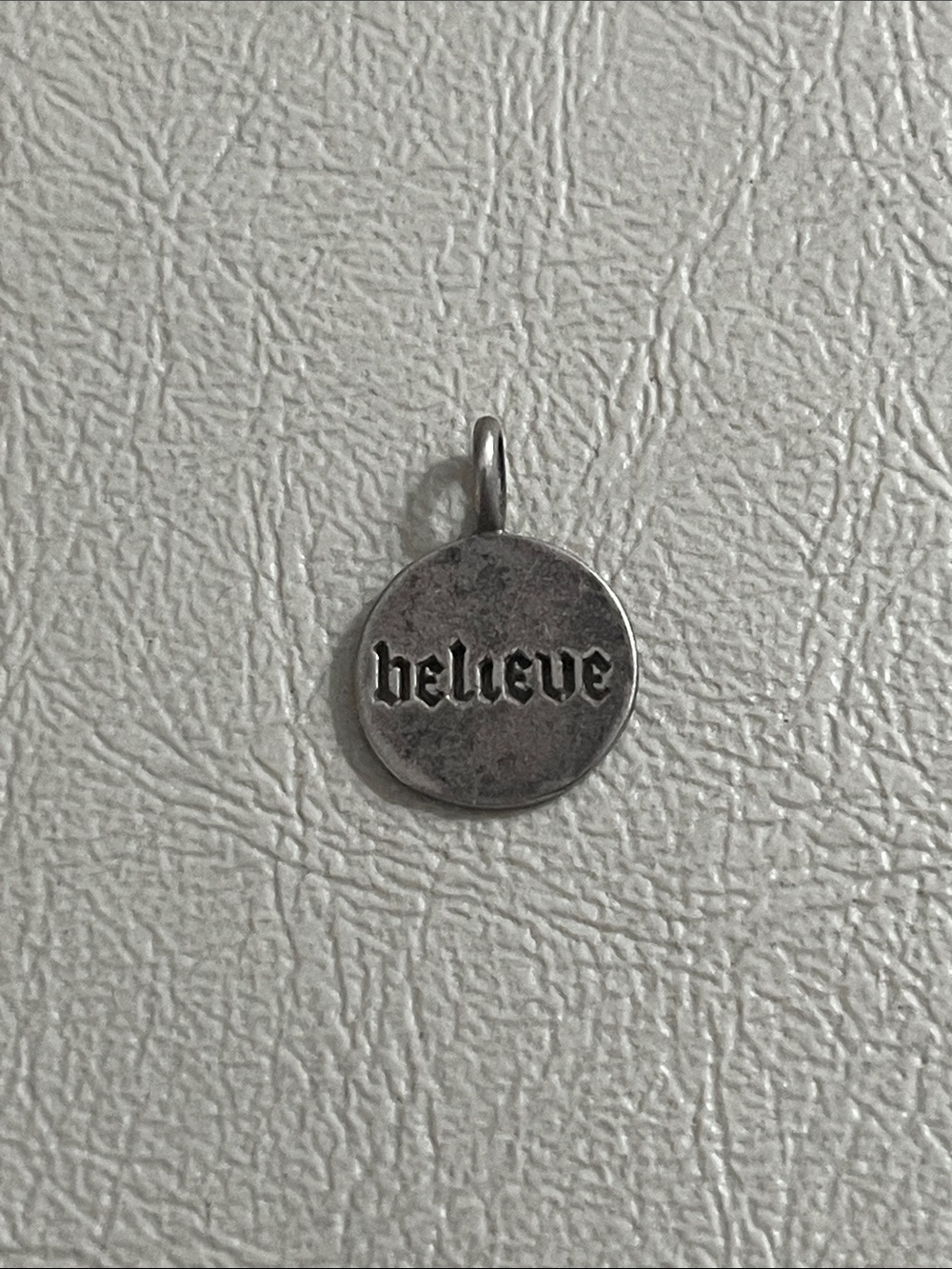 925 Silver 'Believe' Round Pendant Charm